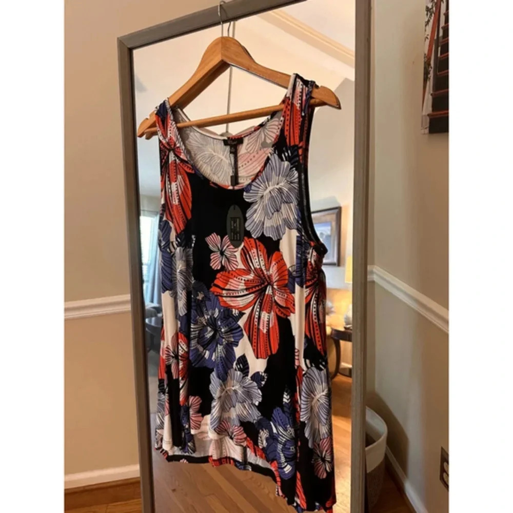 Cupio Black Floral Tank Top Women's Medium